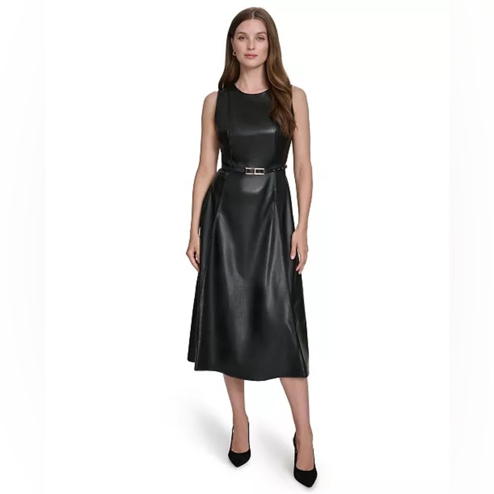 Halston Heritage Black Midi Dress